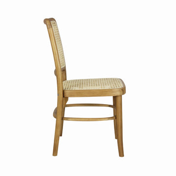 Colmar Mid-Century Vintage Wood Rattan Dining Chair - JONATHAN Y